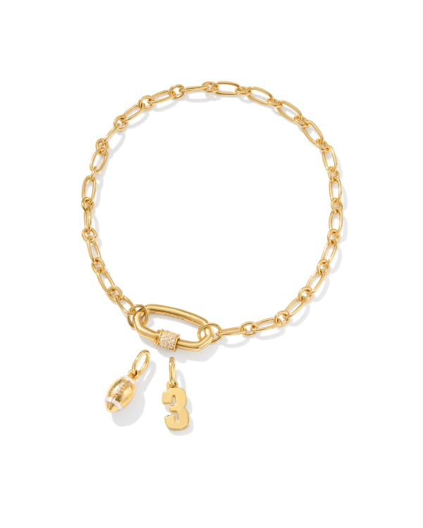 Football and Number Charm Bracelet Set